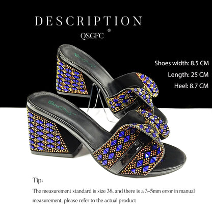 Italian Style Women Banquet Shoes And Bag With Rhinestone Decoration Three-Dimensional Small Bag Match Women High Heel