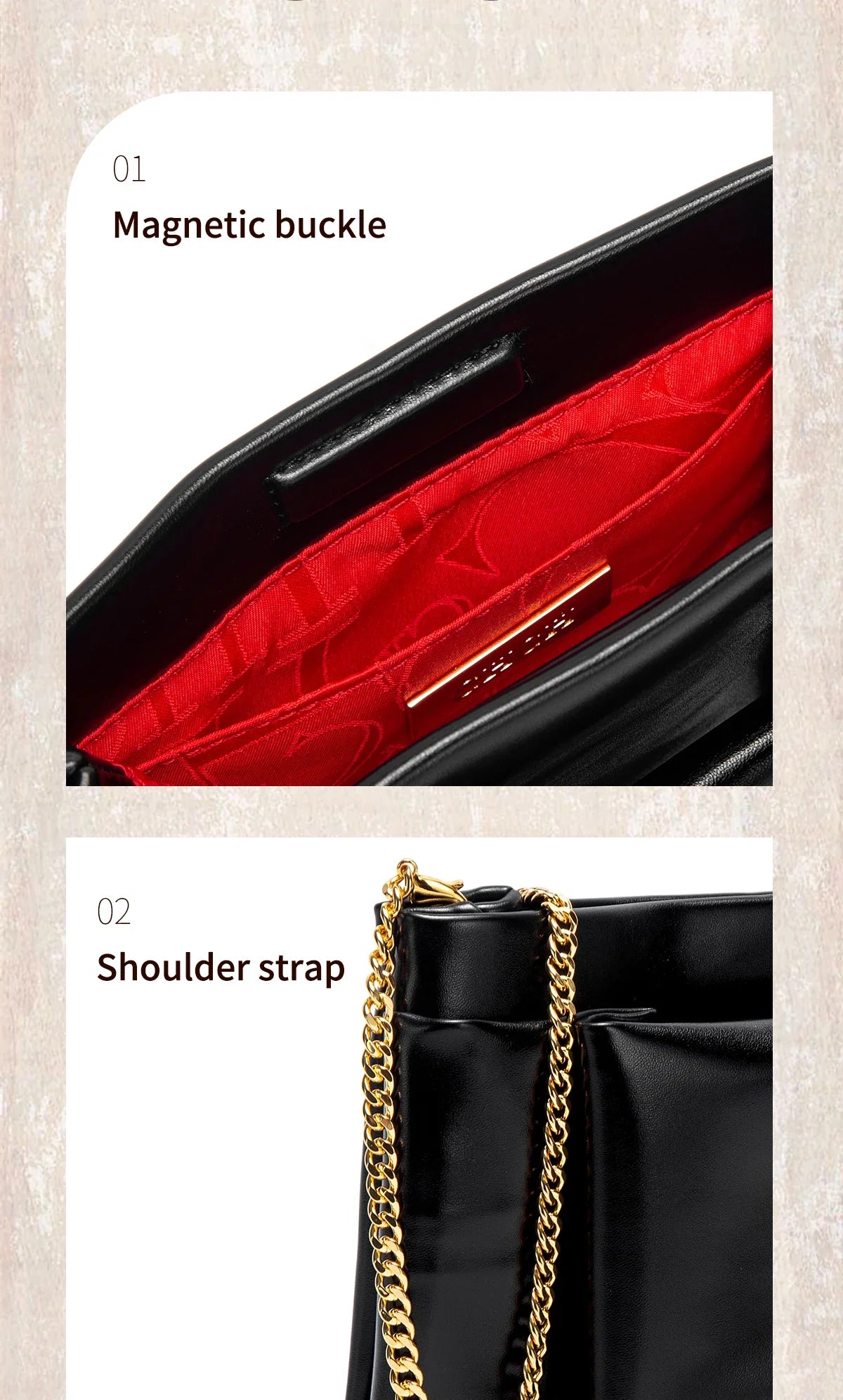 Leather Luxe Sleek Shoulder Bags Gold-Plated Logos Durable Chain Straps Merge High-End Craftsmanship with Urban Style