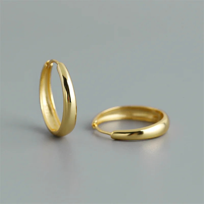 925 Sterling Silver Simple Statement Matte Large Huggies Hoop Earrings for Men Women Fine Gothic Punk Charms S925 Jewelry