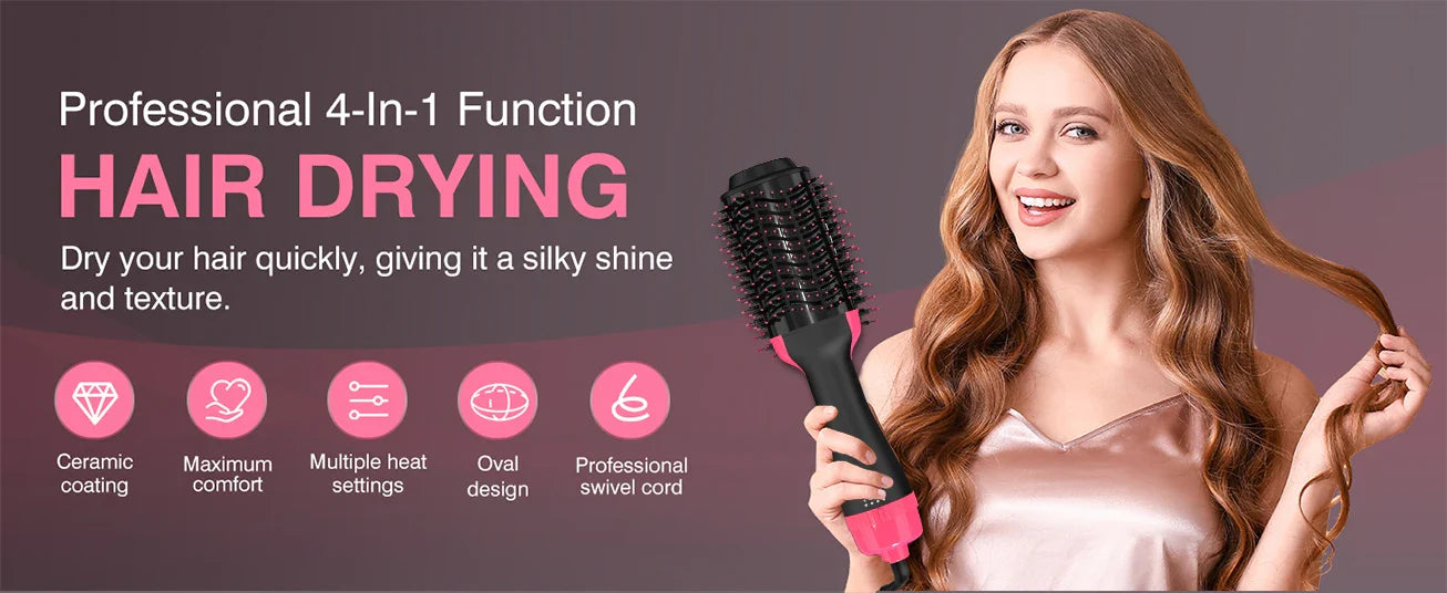 2 IN 1 One Step Hair Dryer and Volumizer Hair Straightener Hot Air Brush Hair Curler Hair Beauty and Health Styling