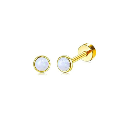 2PCS/Set Stainless Steel Gold Flower Cross Stud Earrings for Women Cute Mini Pearl Earrings Tragus Cartilage Piercing Jewelry