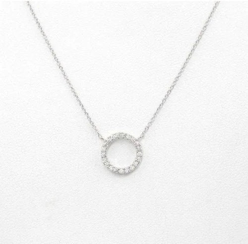 Jewelry Simple Crystal Circle Pendant Necklace Golden Color Unique Women