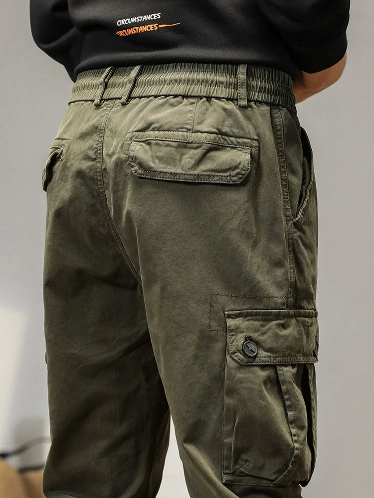 2025 New Multi-Pockets Spring Summer Cargo Pants Men Streetwear Zipper Leg Skinny Work Joggers Cotton Casual Tactical Trousers
