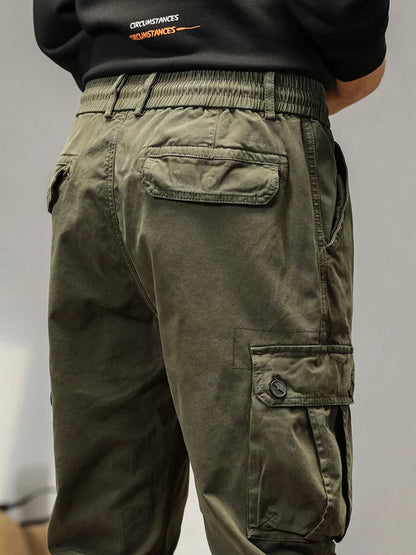 2025 New Multi-Pockets Spring Summer Cargo Pants Men Streetwear Zipper Leg Skinny Work Joggers Cotton Casual Tactical Trousers