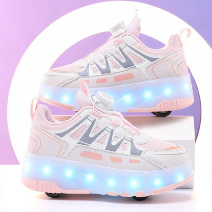 Children's And Teenage Roller Skates - Fashionable Upgraded Edition with Enhanced Stability - Detachable Dual-Use Sports Shoe