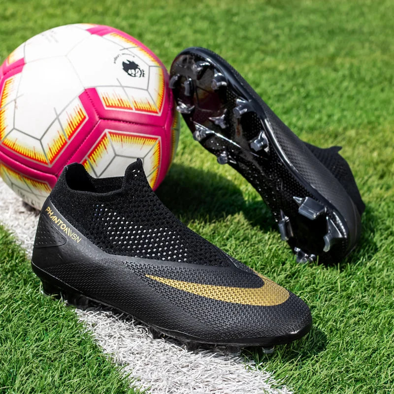 Big Size 49 48 Slip On Soccer Shoes Unisex Long Spike AG/TF Artificial Football Shoes Indoor Anti-slip Training Sport Boots