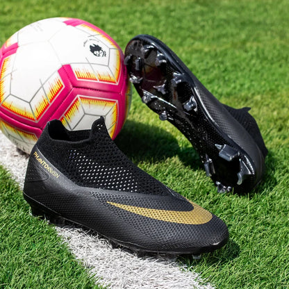 Big Size 49 48 Slip On Soccer Shoes Unisex Long Spike AG/TF Artificial Football Shoes Indoor Anti-slip Training Sport Boots