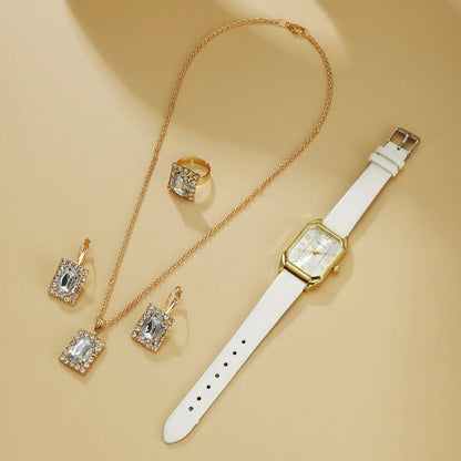 6/5/1PCS Luxury Fashion Square Women's Watches Brand Ladies Quartz Wristwatch Jewelry Set Classic Simple Watch Relógios Feminino