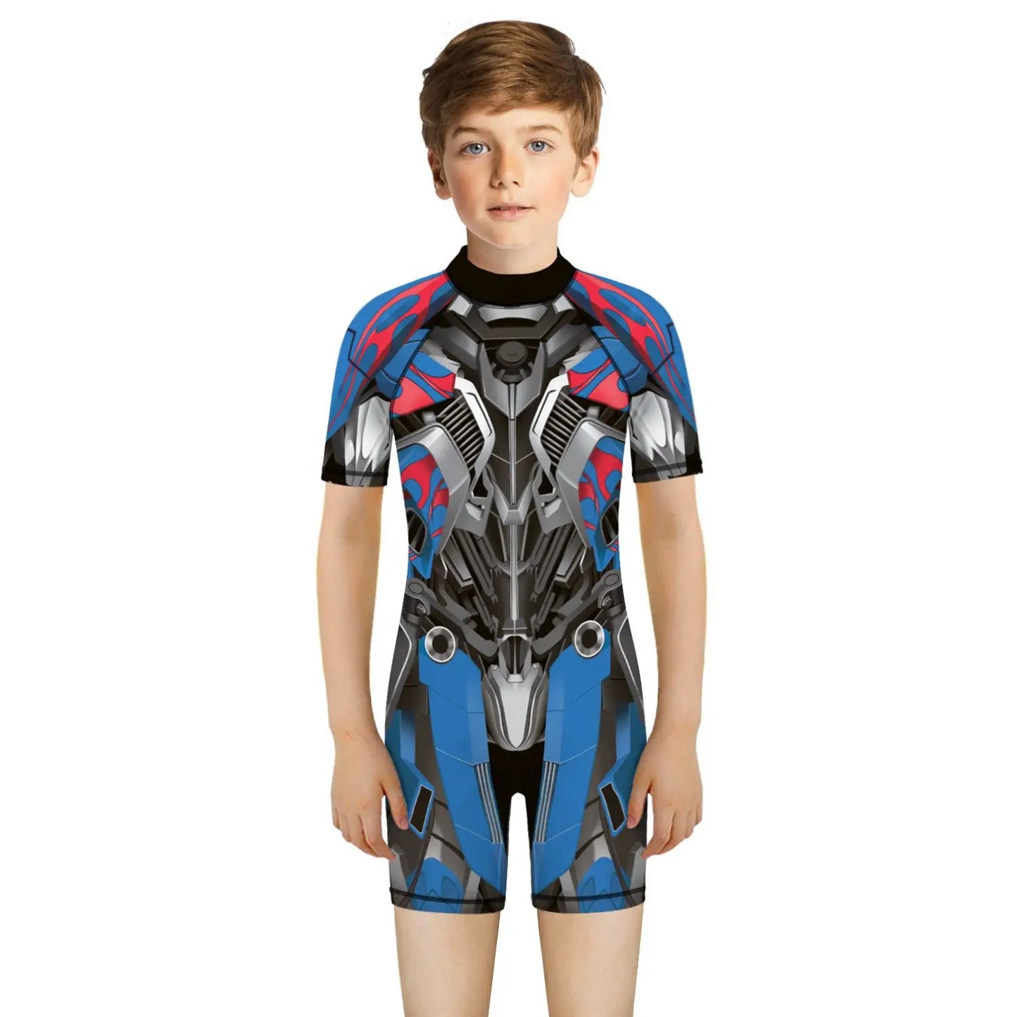 Children One Pieces Swimsuit Superhero 3D Print Playsuit Child Short Sleeve Swimwear Beach Bathing Suit Swim Wear For Boys Girls
