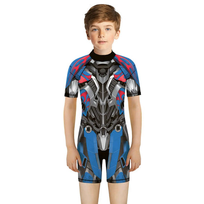 Children One Pieces Swimsuit Superhero 3D Print Playsuit Child Short Sleeve Swimwear Beach Bathing Suit Swim Wear For Boys Girls