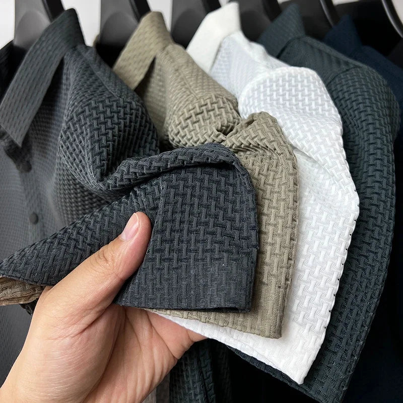 Upto EUR Sizes Tall Man Brand Top-Quality Men's Golf Shirt Lop-up Hollow Short-sleeved Polo Shirt SummerIce Silk Breathable Tee