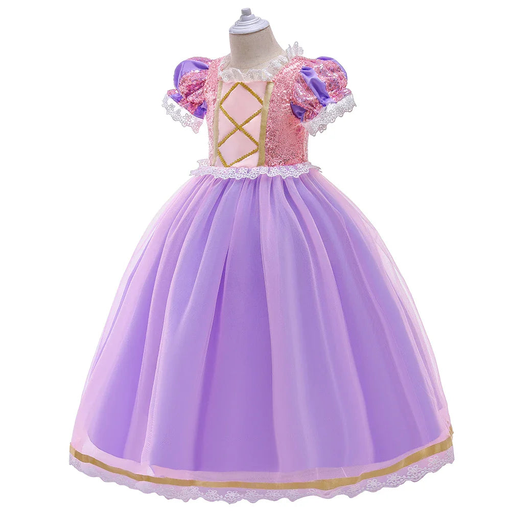 Rapunzel Halloween Costume for Girls Carnival Cosplay Kids Clothes Party Birthday Princess Dress Lace Wedding Christmas Costumes