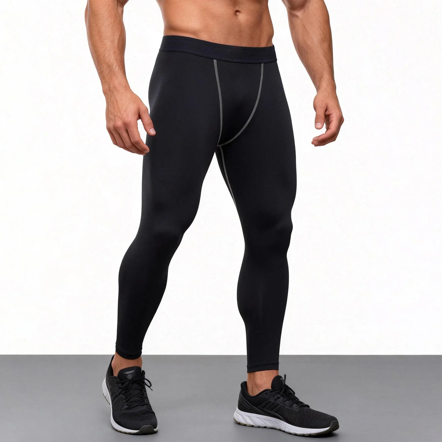 Men's compression sports pants fast drying fitness sports pants running tight pants training tight pants black red gray line
