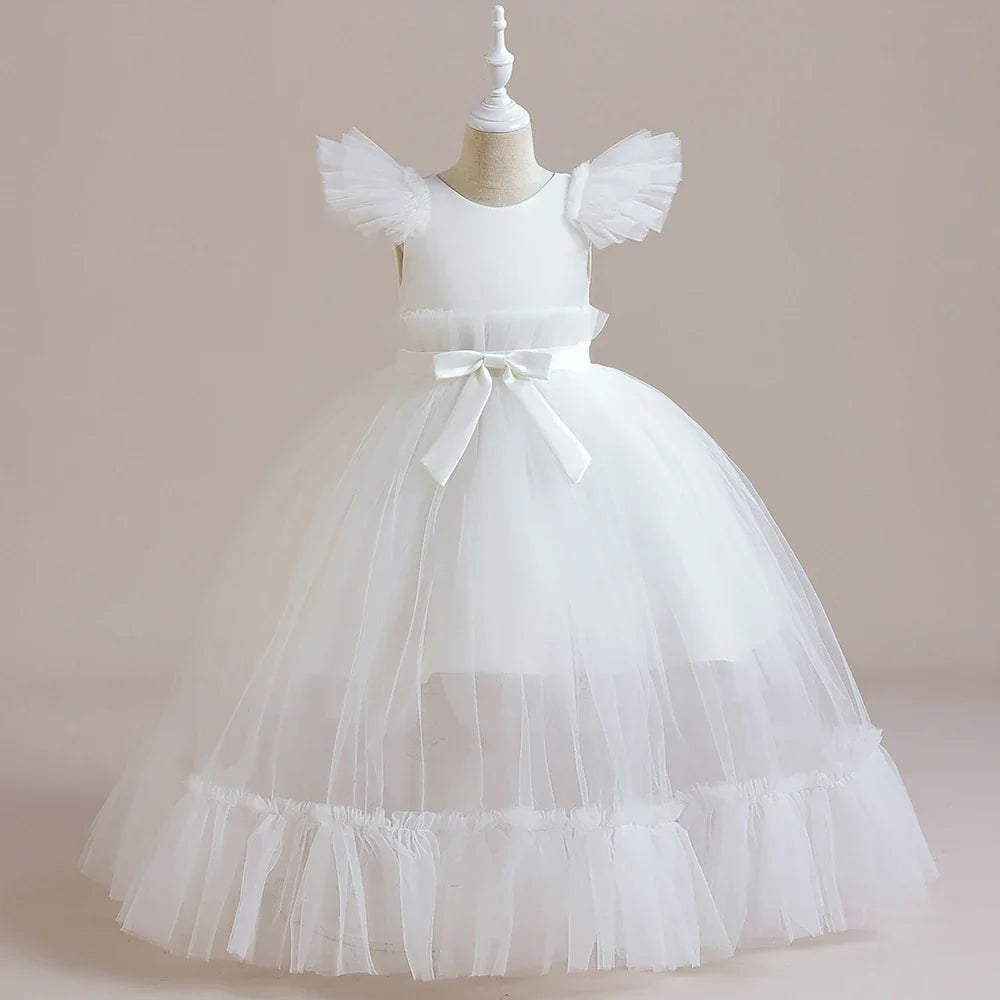 Summer Baptism Bridesmaids Girls Party Dresses Elegant Tulle Wedding Birthday Princess Prom Dress Girl First Communion Vestidos