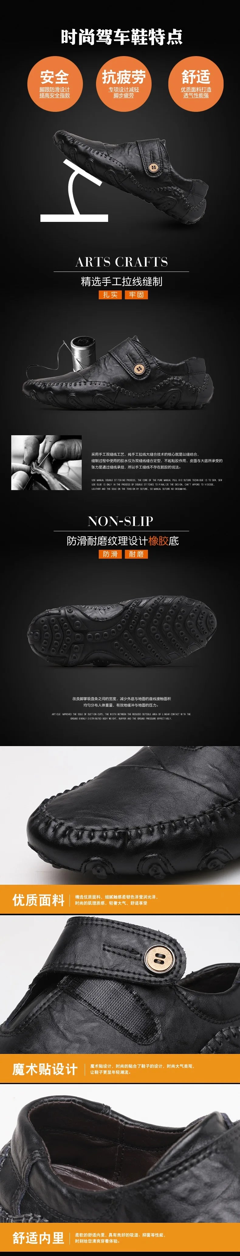 New Spring Men's handmade leather shoes, genuine leather casual shoes, breathable leather shoes, large size, walking 38-48