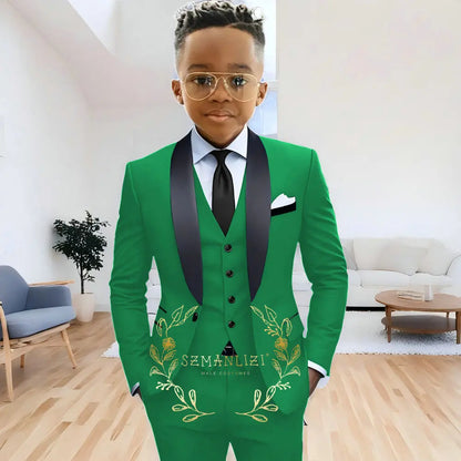 Formal Navy Blue Boys Suit Jacket Pants Vest 3 Piece Set Shawl Lapel Blazer for Kids Wedding Tuxedo Suits 2-16 Years Clothes