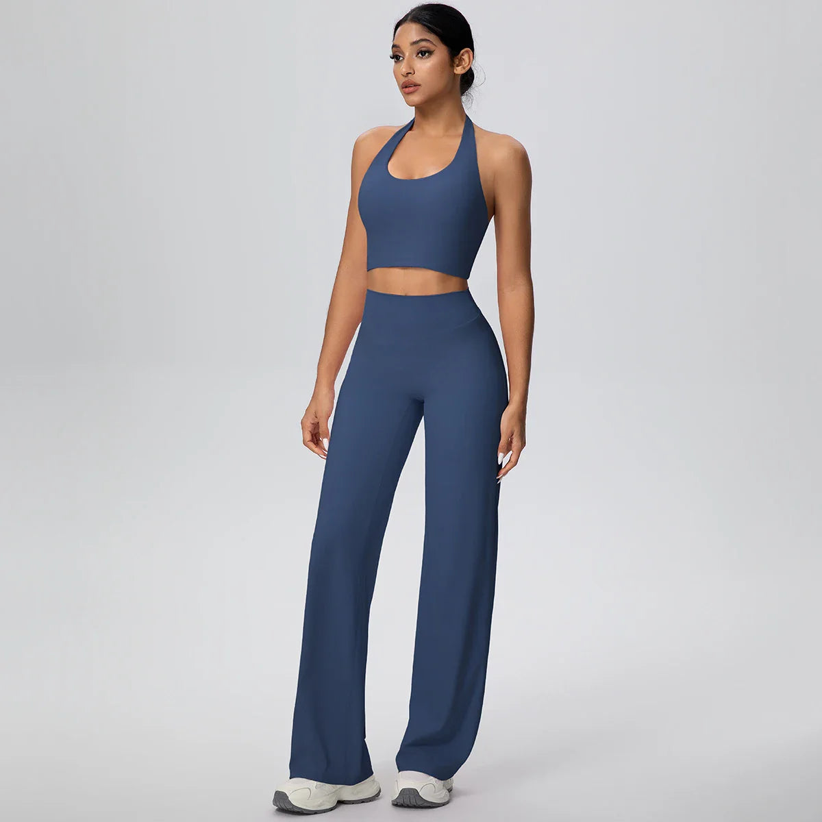 2PCS Woman Backless Hanging Neck Bra and Pants Yoga Set Summer Breathable Gym Sports Running Workout Top Hot Sales Yoga Set