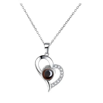 100 Languages I Love You Projection Necklace Couple Personality Love Charm Girl Gift I Love You Necklace Heart Pendant Necklace
