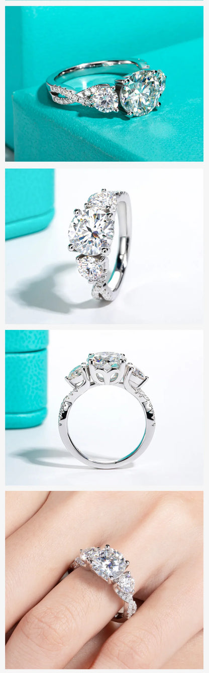 4.25cttw Moissanite Infinity Engagement Rings D Color 925 Sterling Silver 3 Stone Wedding Anniversary Ring For Women