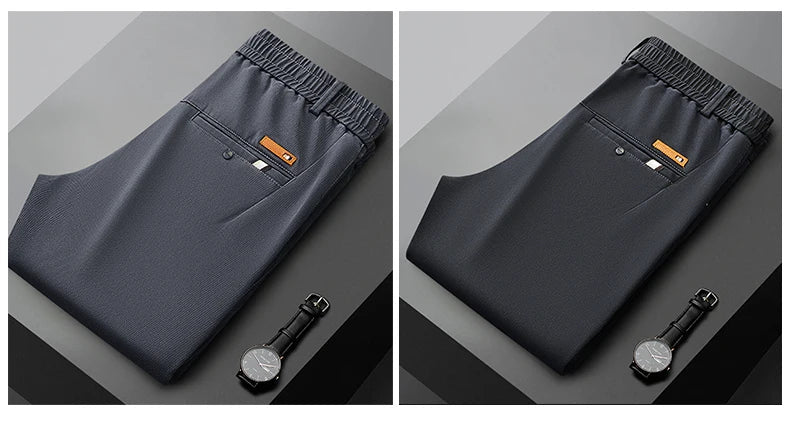 Business Straight Men's Pants Fashion Comfortable Brand Lyocell Soft Trousers Classic Simple Regular Solid Color Slim Pants