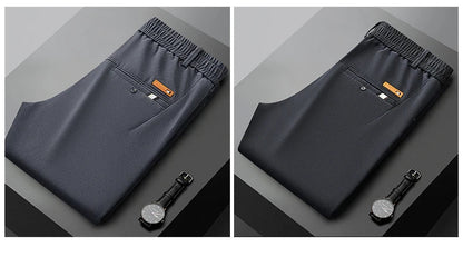 Business Straight Men's Pants Fashion Comfortable Brand Lyocell Soft Trousers Classic Simple Regular Solid Color Slim Pants