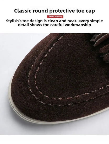 Unisex Lightweight Flat Bottom Tassel Casual Shoes Fashionable Versatile Large Size Men's Shoes Business Casual Slip-On Loafers