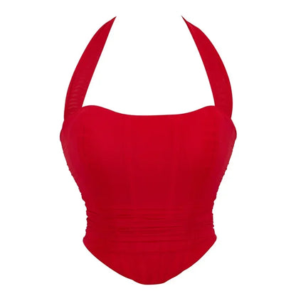 Corset Halter Crop Top Women Camisole Short Cropped Tank Tops Summer Sexy Elegant Nightclub Evening Party Female Clothes