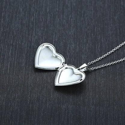 Light Heart Locket Pendants for Women Men Openable Photo Frame Glossy Stainless Steel Necklaces Family Love Collar