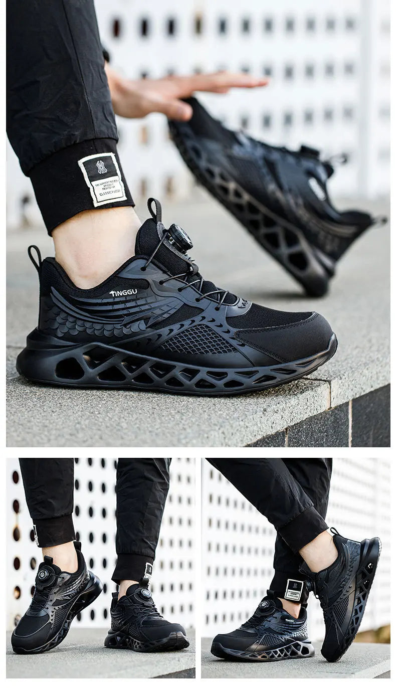 Men's Summer Mesh Labor Protection Shoes Anti-Smashing Wear-Resistant Outdoor Construction Site Protection Work Shoes Anti-Pierc