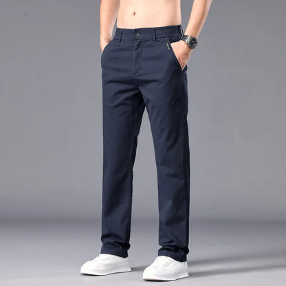 New Casual Pants Men Straight Fit Stretch Autumn Chino Trousers Male Formal Work Business Dress Khaki Fashion Spring Pants