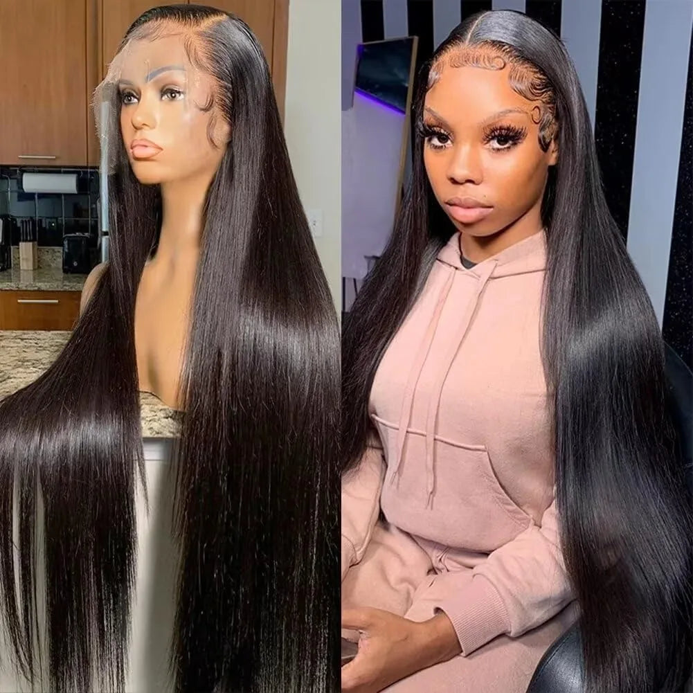 200% Density 13x4 Bone Straight Hd Transparent Lace Front Human Hair Wig 40 Inch 13x6 Lace Frontal Wig For Women Brazilian Wigs