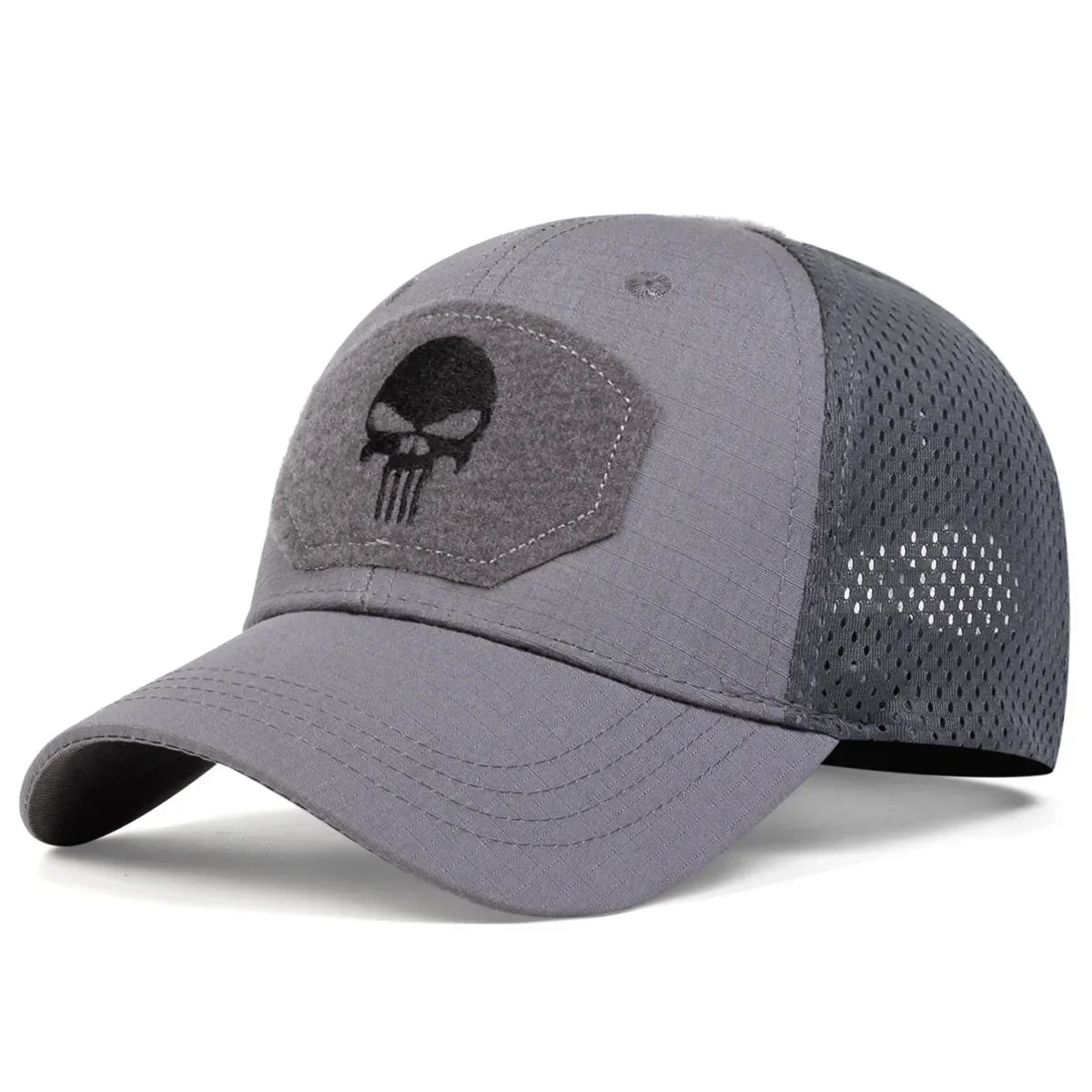 Unisex Skull Embroidered Baseball Caps Men Outdoor Breathable Mesh Tactics Mountaineering Peaked Hat Adjustable Snapback Caps