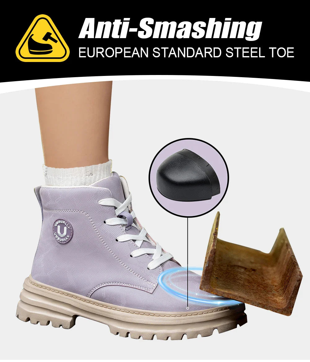 Ladies Steel Toe Safety Shoes Anti-Crush Kevlar Workwear Style Outdoor Safety Boots for Women Resistant Comfort Footwear