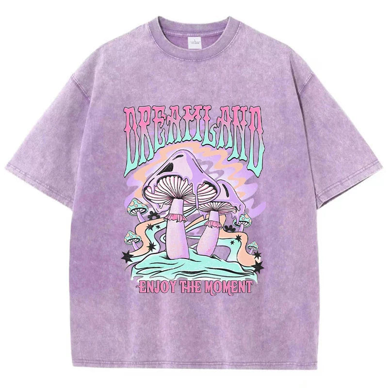 Dreamland Enjoy The Moment Graphic Men T Shirt Fashion Casual Tshirt Street Comfortable Tees Clothing Cool Big Size T-Shirts
