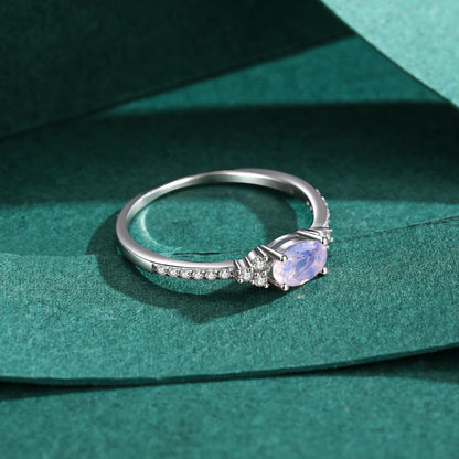 925 Sterling Silver Pink MoonStone Elegant Stackable Finger Ring Eternity Bands for Women Christmas Gifts Fine Jewelry