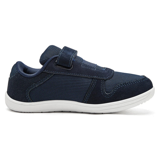 Kids Wide Toe Barefoot Shoes Little/Big/Kid Hook Loop Minimalist Sneakers Artificial Leather Mesh Lightweight Shoes