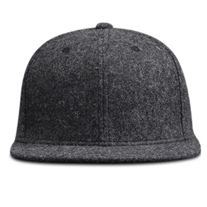 Woolen Winter Full Closed Fitted Cap Hat New York Size Trucker Men Bill Hip Hop Solid Baseball Blank Flat Visor Brim Era