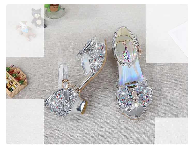 Girls High Heels For Kids Princess Leather Sandals Children Halloween Cosplay Party Wedding Dancing Shoes Fashion Crystal Shoes