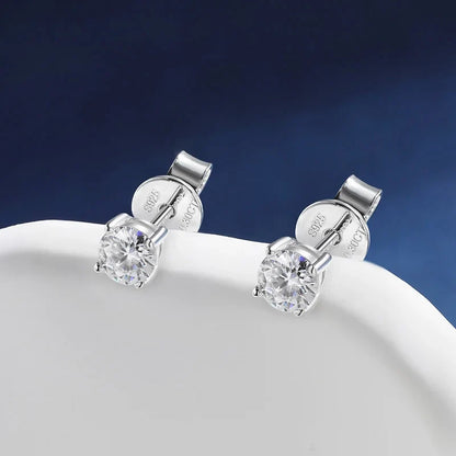 0.5/1/2 CT Real D VVS1 White Black Green Moissanite 100% 925 Sterling Silver Stud Earrings Sparking Fine Jewelry For Women