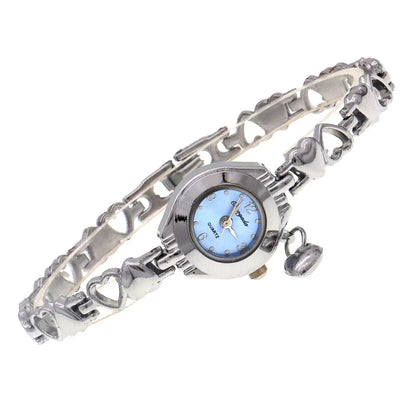 Cute Women's Fashion Small Dial Quartz Bracelet Wrist Watch Wholesale New Arrival with heart pendant Ladies Watch