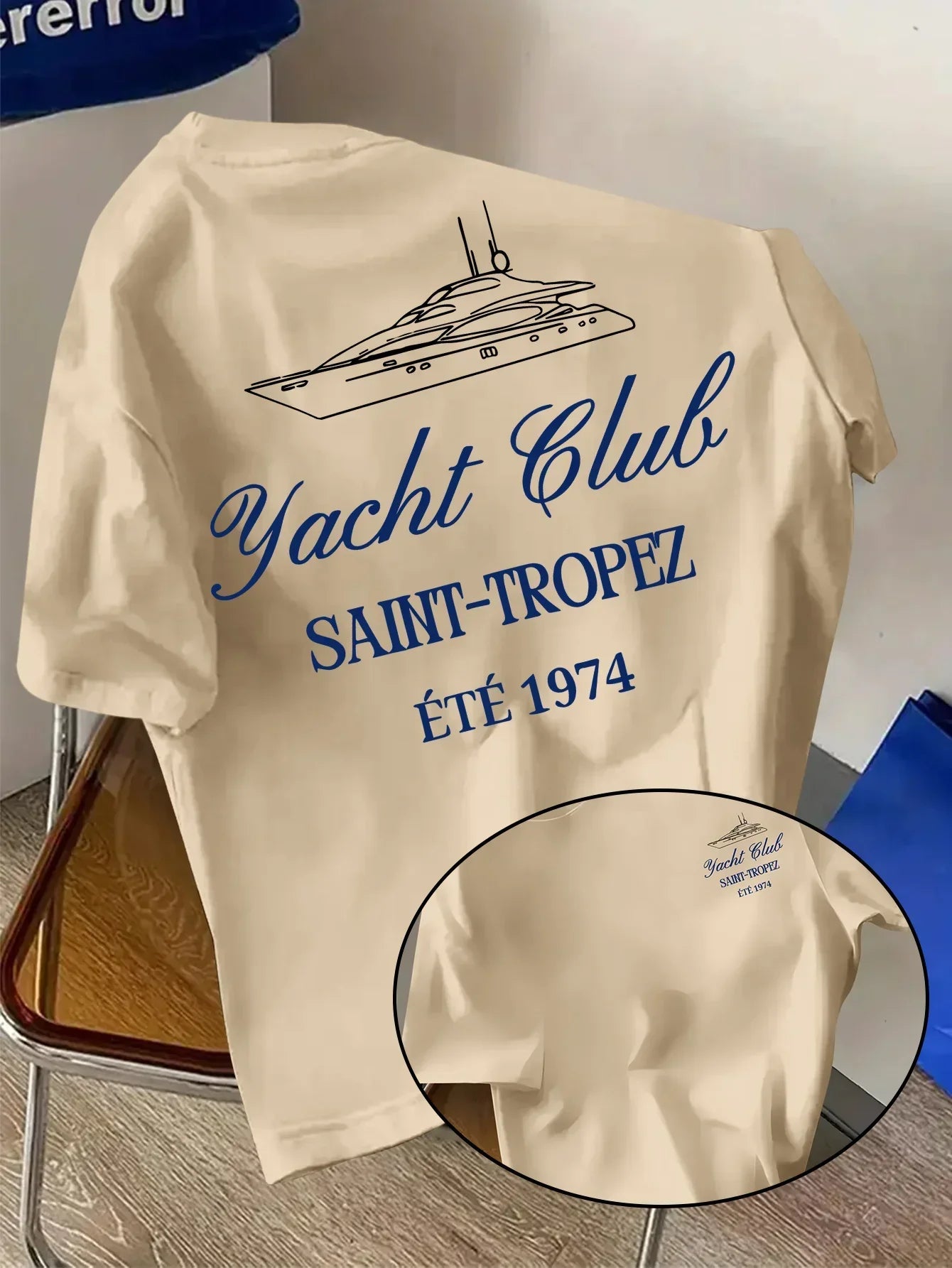 Men's Cotton Graphic T-Shirt Saint-Tropez Yacht Club Print Soft & Comfortable Casual Vacation Streetwear Tee