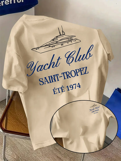 Men's Cotton Graphic T-Shirt Saint-Tropez Yacht Club Print Soft & Comfortable Casual Vacation Streetwear Tee