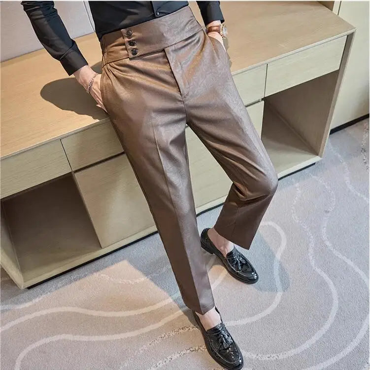 Men Boutique Bright Jacquard Suits Pants Male Formal Wear Trousers Quality Men Business Casual Pants High Waisted Suit Trousers