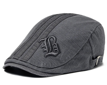 Men Beret Fashion Embroidery Flat Cap Summer Visor For Male