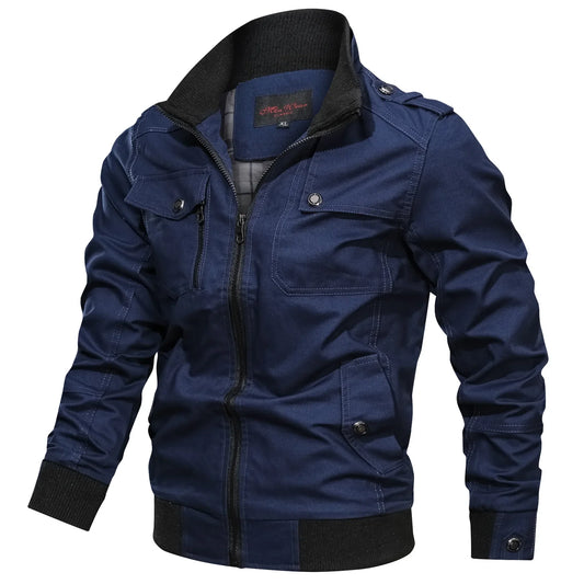 Casual solid color jacket, zippered pocket, stand up collar, oversized jacket, tough guy style, thin motorcycle top