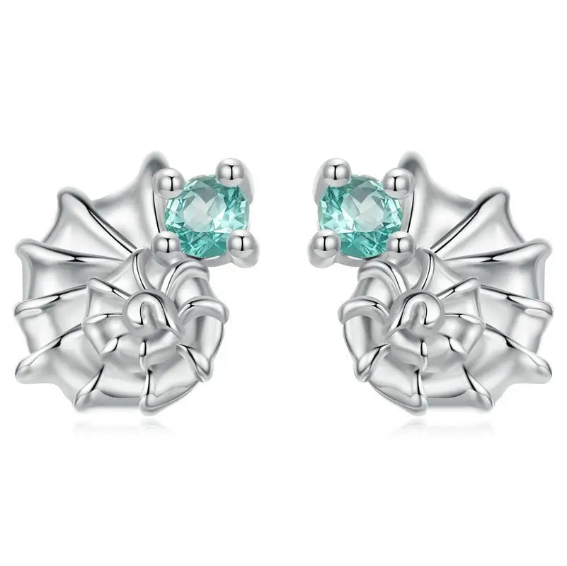925 Sterling Silver Animals Cute Paws Rainbow Stud Earrings For Women Heart Oval Flower Zircon Crab Ear Studs Jewelry Gift