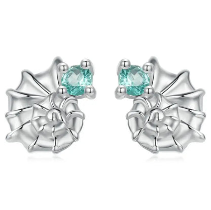 925 Sterling Silver Animals Cute Paws Rainbow Stud Earrings For Women Heart Oval Flower Zircon Crab Ear Studs Jewelry Gift