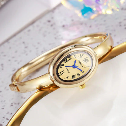 Elegant Oval Roma Dial Women Quartz Watch Fashion Bracelet Strap Ladies Wristwatch Reloj Mujer Girls Clock Gift