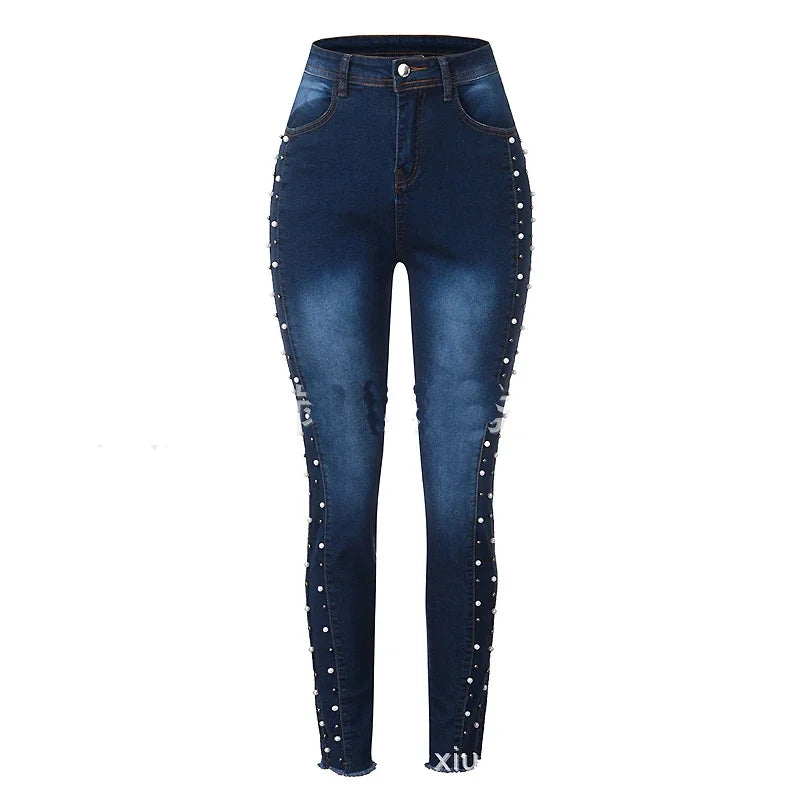 Jeans Pants Woman High Waist Slim Skinny Elastic Denim Trousers