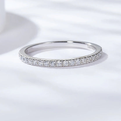 3pcs 0.2ct Moissanite Eternity Ring for Women Men 1.3mm 18k Gold Plated Sterling Silver Wedding Moissanite Band Jewelry